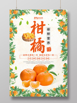 橙色简约柑橘水果柑橘子蜜橘海报